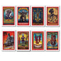 Set of 8 vintage Japanese anime art fridge magnets featuring retro anime character illustrations on colorful magnet surfaces.