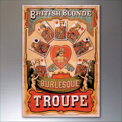 Set of 8 vintage circus and performance posters fridge magnets featuring colorful, retro-style illustrations of performers and acts.