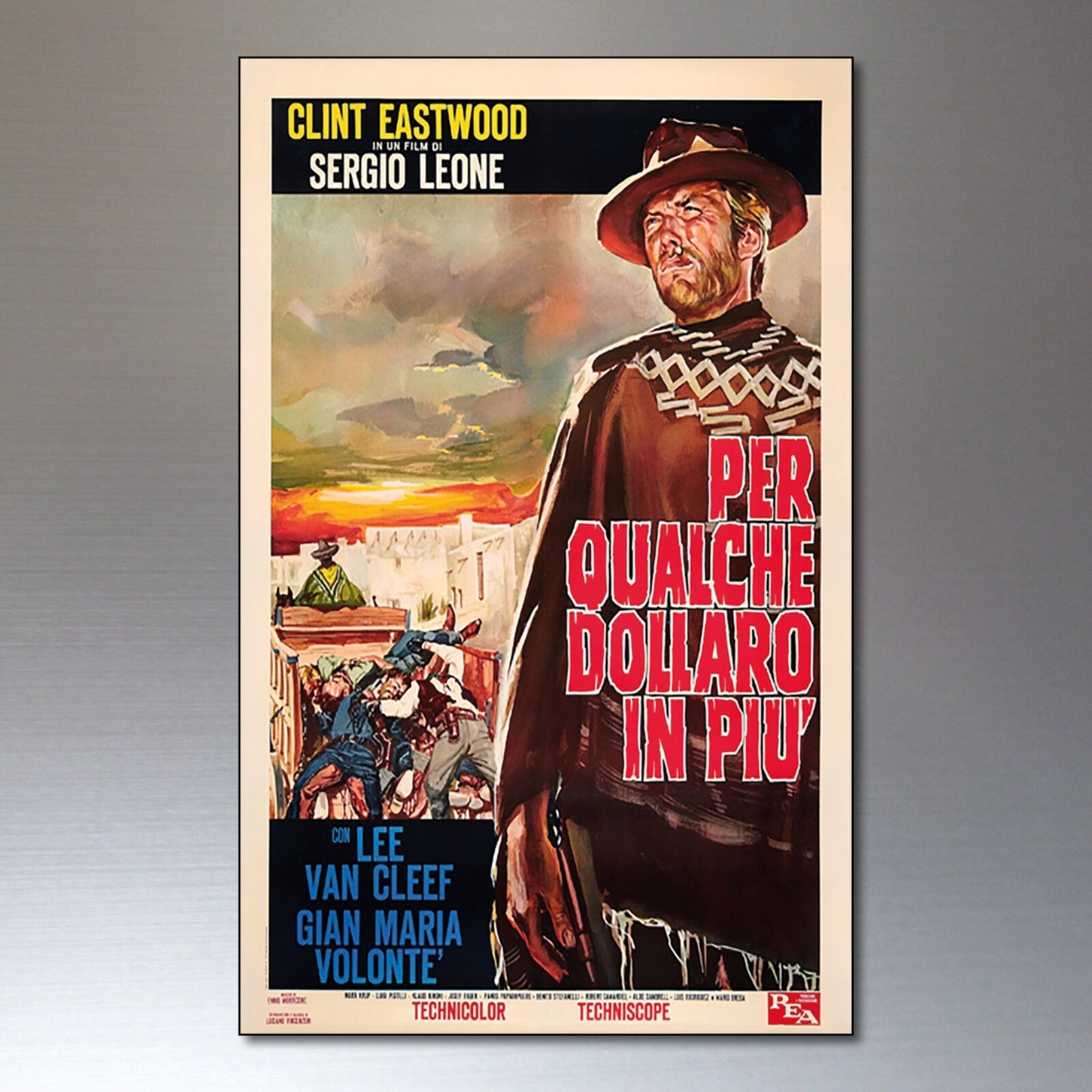 Set of 8 vintage spaghetti western film poster fridge magnets by Western, featuring classic western movie imagery.