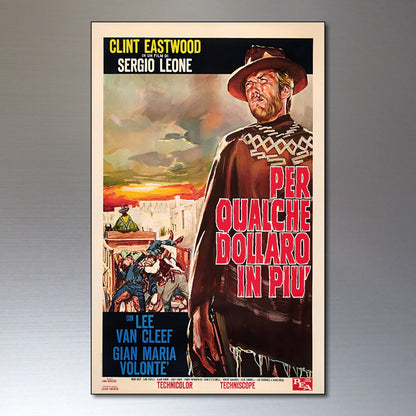 Set of 8 vintage spaghetti western film poster fridge magnets by Western, featuring classic western movie imagery.
