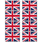 Set of 8 Union Jack UK flag fridge magnets, bank card size, featuring Britain flag designs on magnetic surfaces.