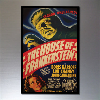 Set of 8 vintage horror movie poster fridge magnets featuring classic film artwork and spooky designs.