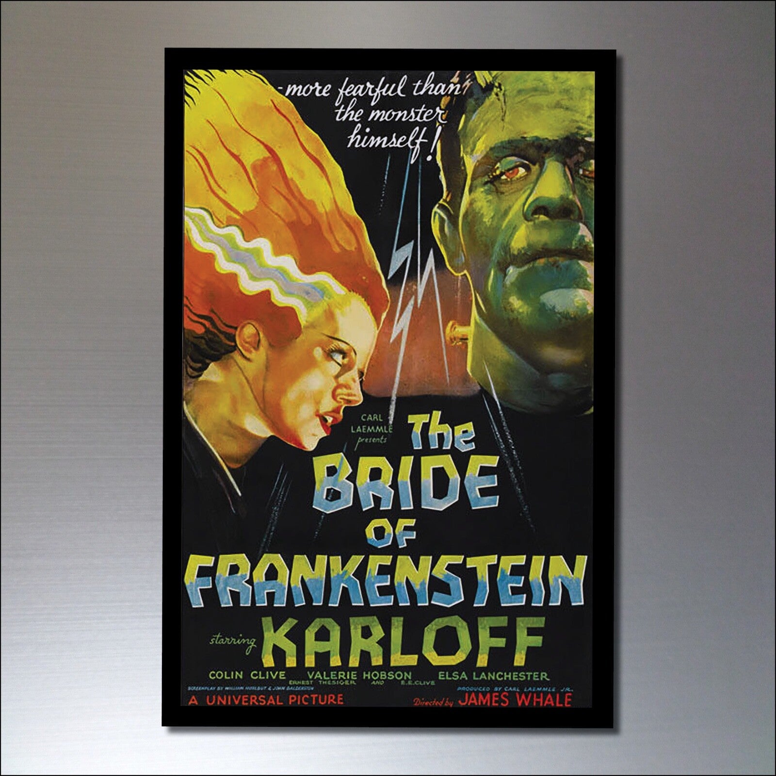 Set of 8 vintage horror movie poster fridge magnets featuring classic horror film graphics and artwork.