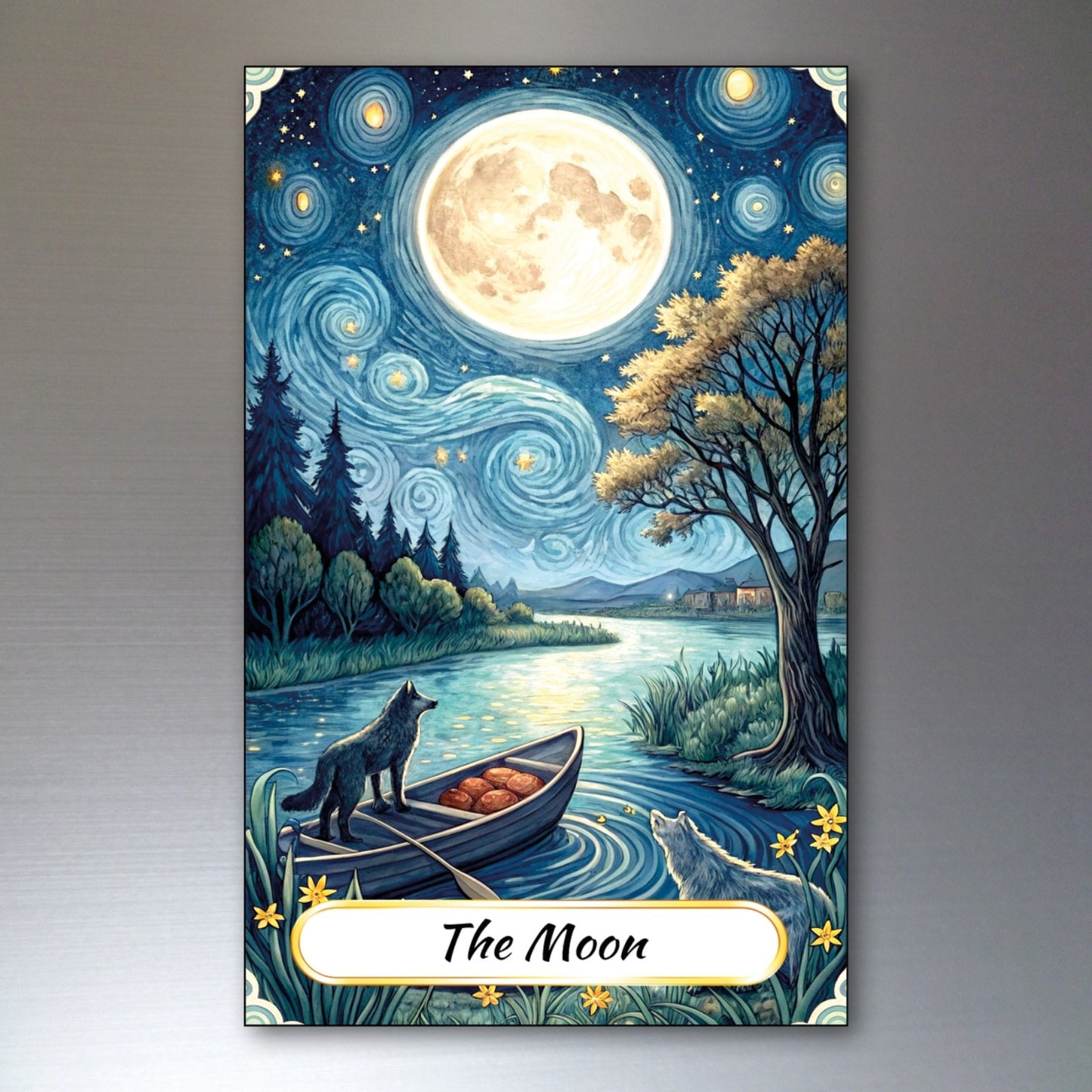 Set of 8 Van Gogh style Tarot card fridge magnets featuring colorful, artistic paintings on metal magnets.