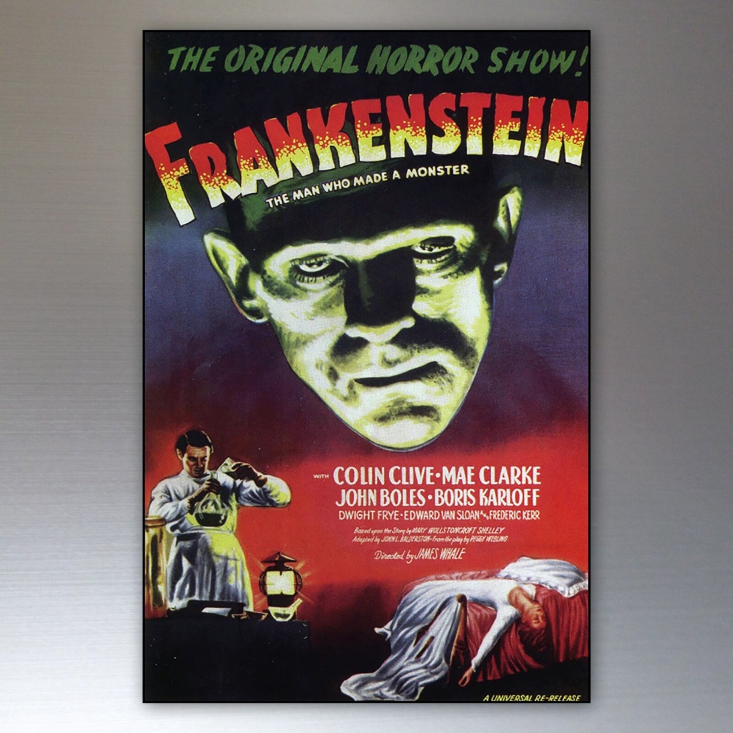 Set of 8 vintage horror movie poster fridge magnets featuring classic horror film designs and artwork.