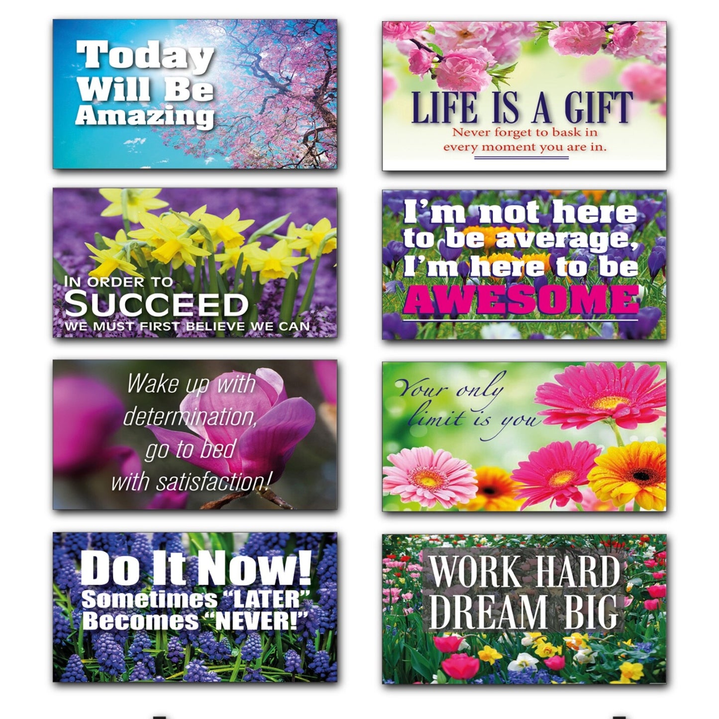 Set of 8 wellness motivational and inspirational quotes fridge magnets, featuring positive messages and stylish designs.