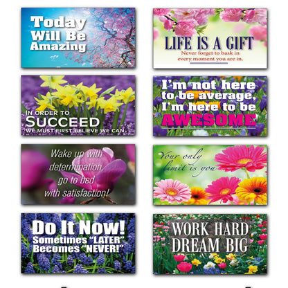 Set of 8 wellness motivational and inspirational quotes fridge magnets, featuring positive messages and stylish designs.