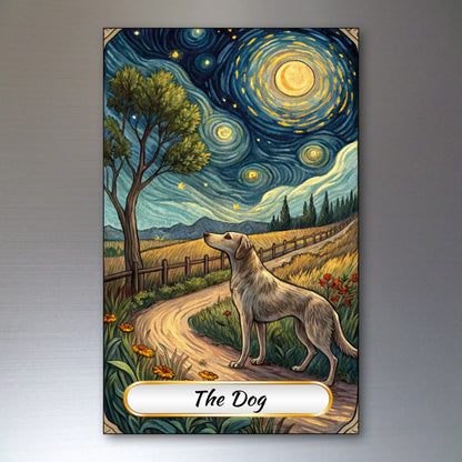 Set of 8 Van Gogh style Tarot card fridge magnets, featuring colorful, artistic Tarot card paintings for decorative kitchen use.