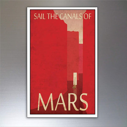 Set of nine vintage retro sci-fi magnets featuring colorful space planets artwork, perfect for space enthusiasts and collectors.