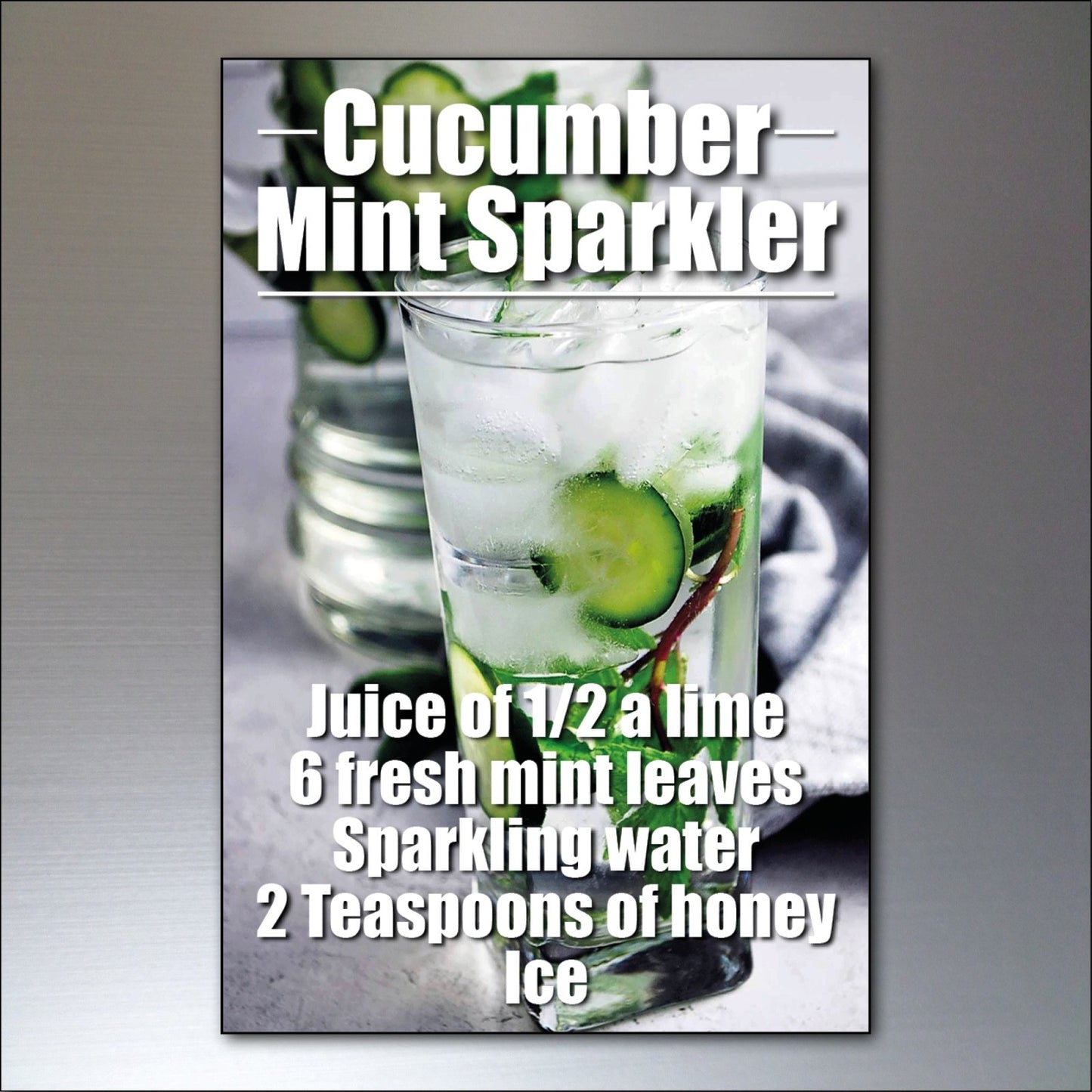 Set of 6 unbranded mocktail fridge magnets featuring non-alcoholic drink recipes, colorful and decorative kitchen accessories.
