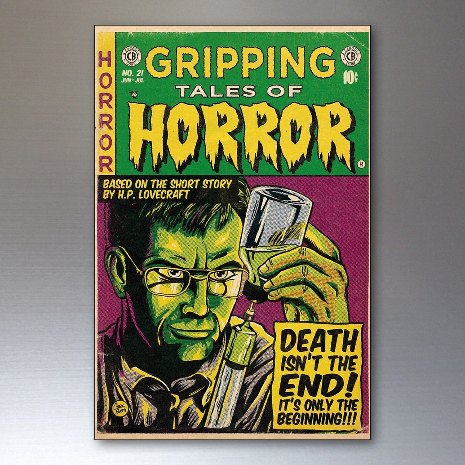 Set of 8 vintage Halloween horror comic cover fridge magnets featuring spooky and scary horror-themed illustrations.