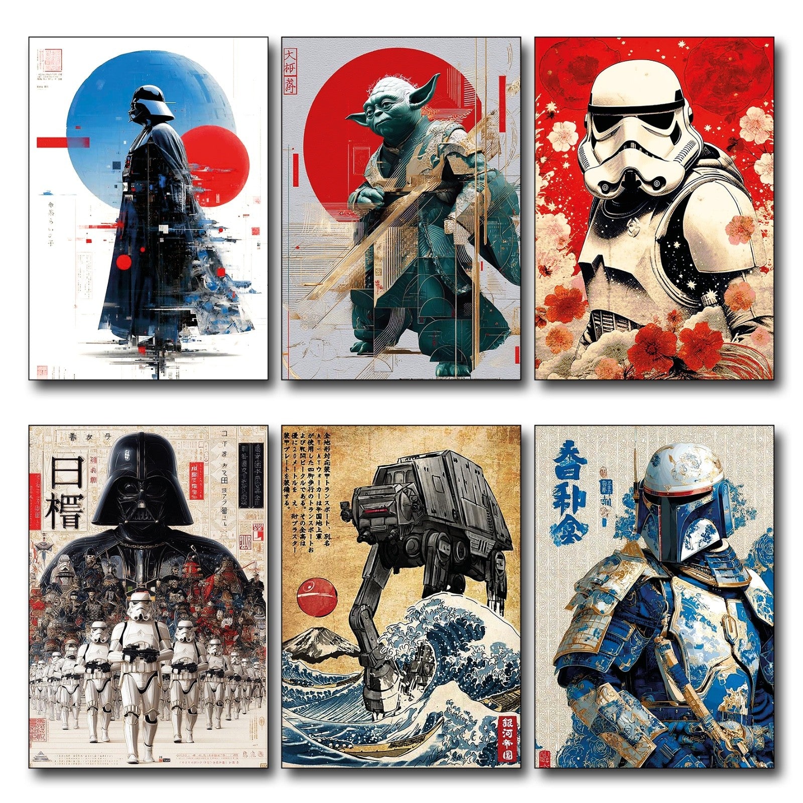 Set of six vintage retro sci-fi space wars fridge magnets featuring futuristic space battle artwork, unbranded large sci-fi magnet set.