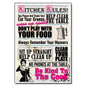 Large kitchen rules fridge magnet wall plaque, unbranded, featuring decorative text for kitchen decor and organization.