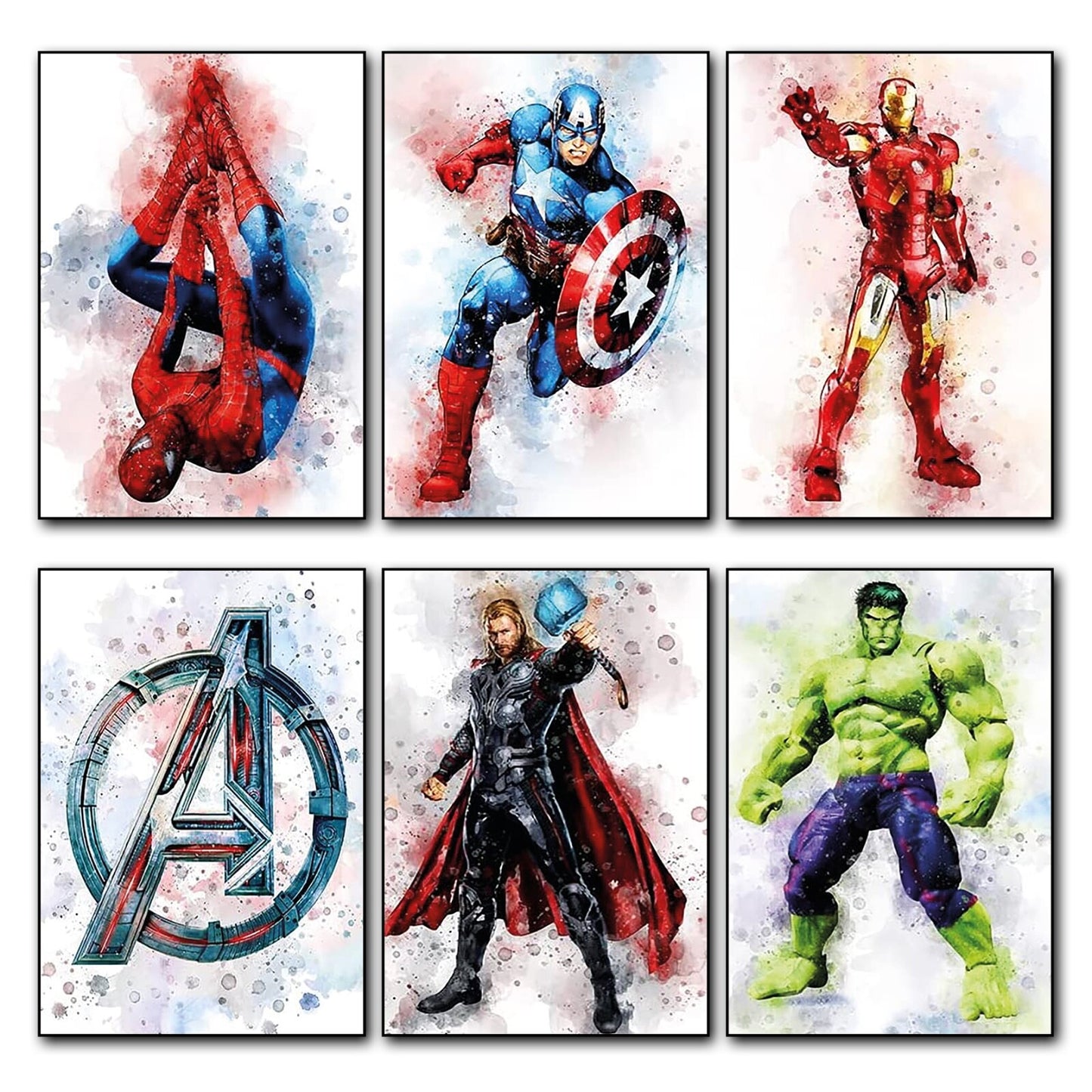 Set of six vintage superhero and villain fridge magnets featuring colorful comic character designs, by Super Hero brand.