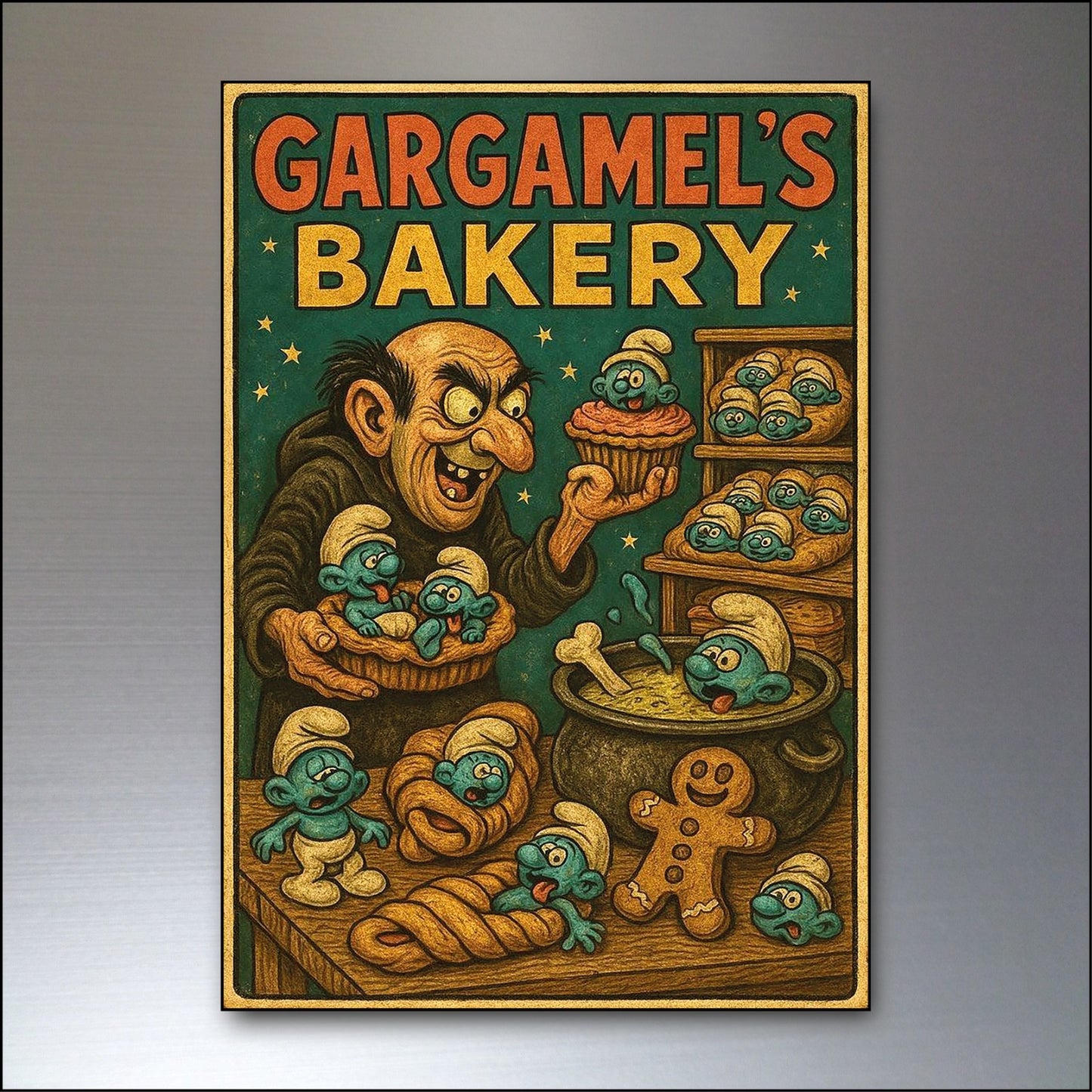 Set of 6 vintage Halloween fridge magnets featuring horror comic covers with spooky, scary illustrations.