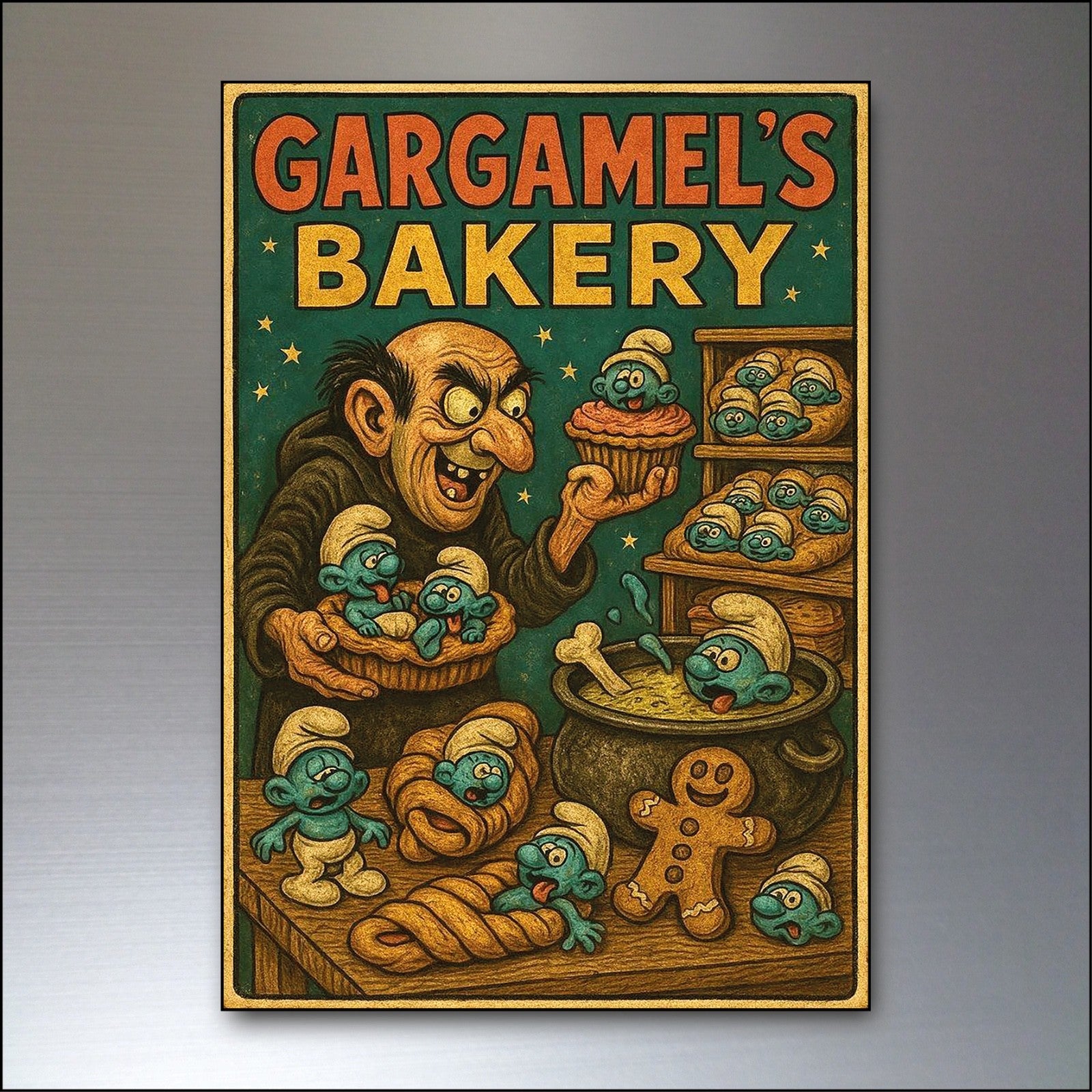 Set of 6 vintage Halloween fridge magnets featuring horror comic covers with spooky, scary illustrations.
