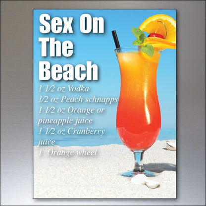 Set of 6 Bubbadoodoo vintage cocktail recipe card fridge magnets featuring classic drink illustrations and descriptions.