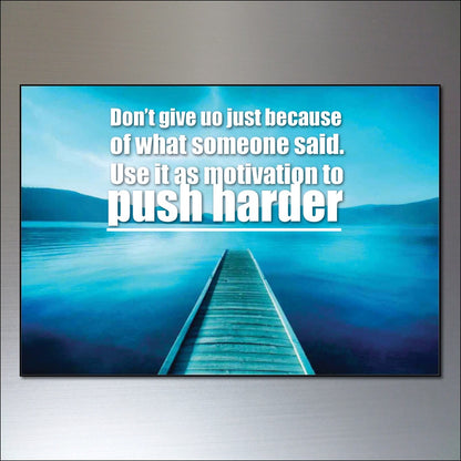 Set of 8 motivational and inspirational quote fridge magnets with colorful designs, perfect for uplifting kitchen decor.