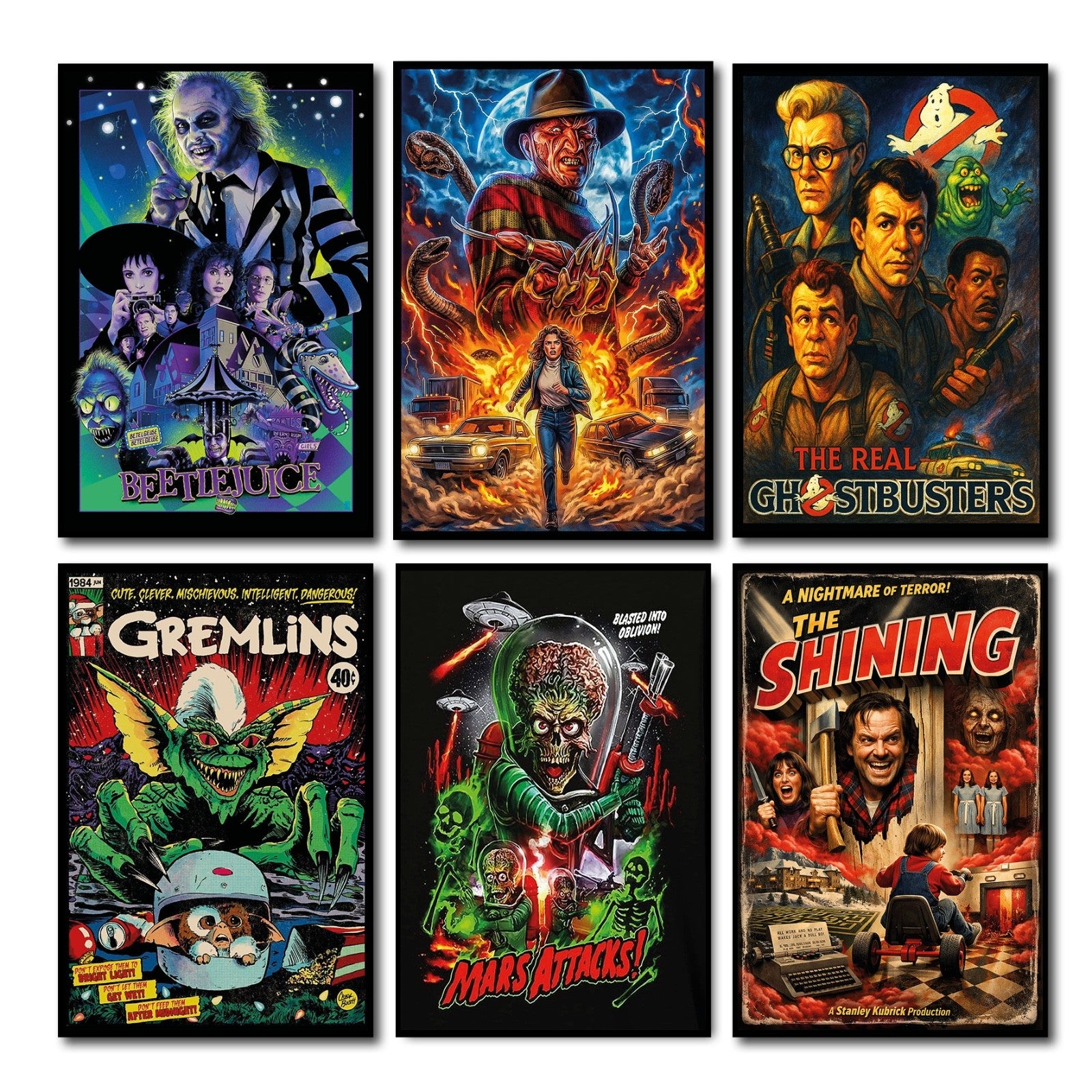 Set of 8 vintage classic film poster fridge magnets, large flexible Unbranded magnet set featuring nostalgic movie images.