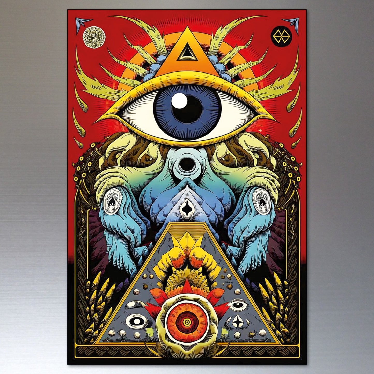 Set of 8 vintage mystic tarot zodiac fridge magnets featuring retro evil eye and mystical designs, by Evil Eye brand.