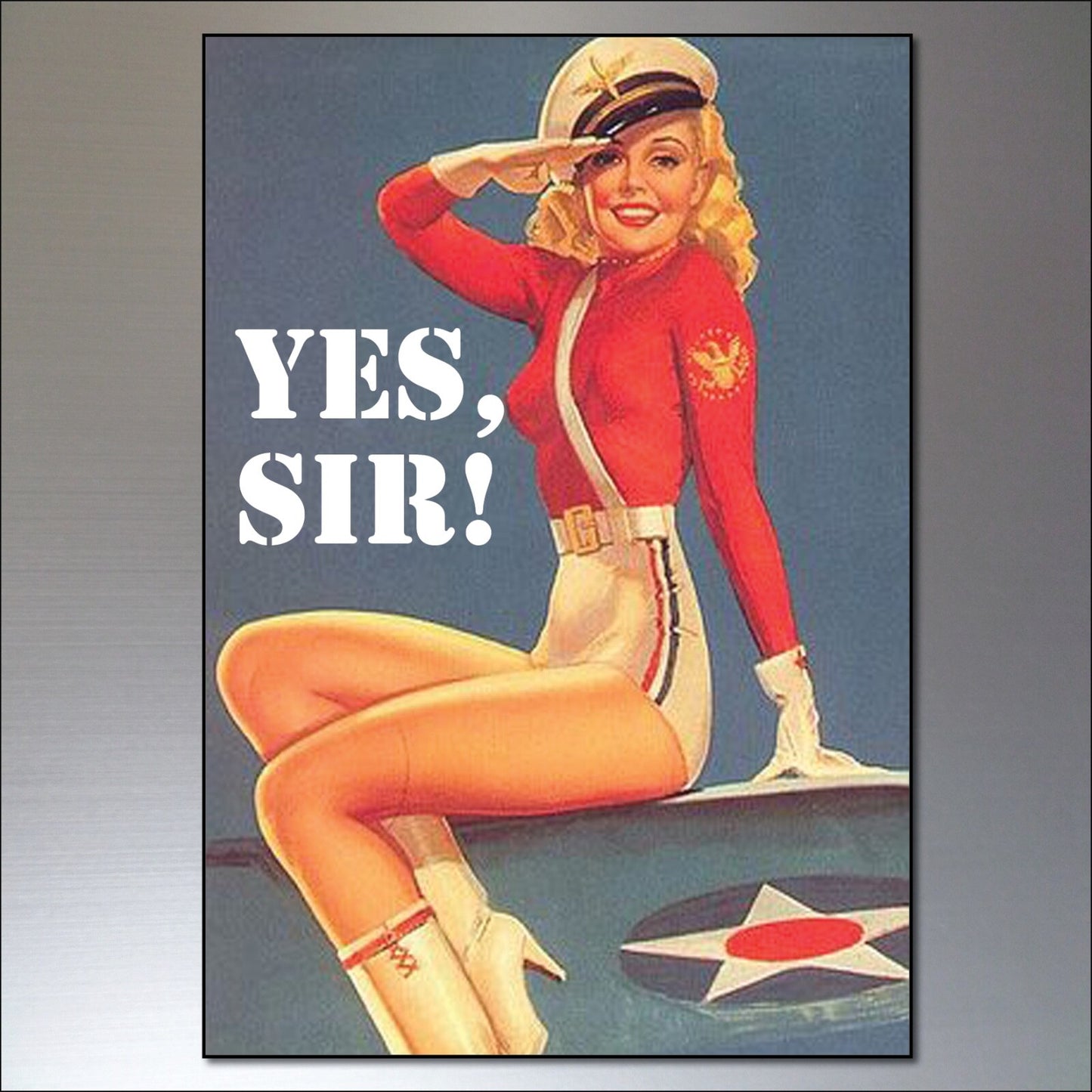 Set of 8 vintage pin-up girl fridge magnets featuring retro artwork, perfect for decorating refrigerators or magnetic surfaces.
