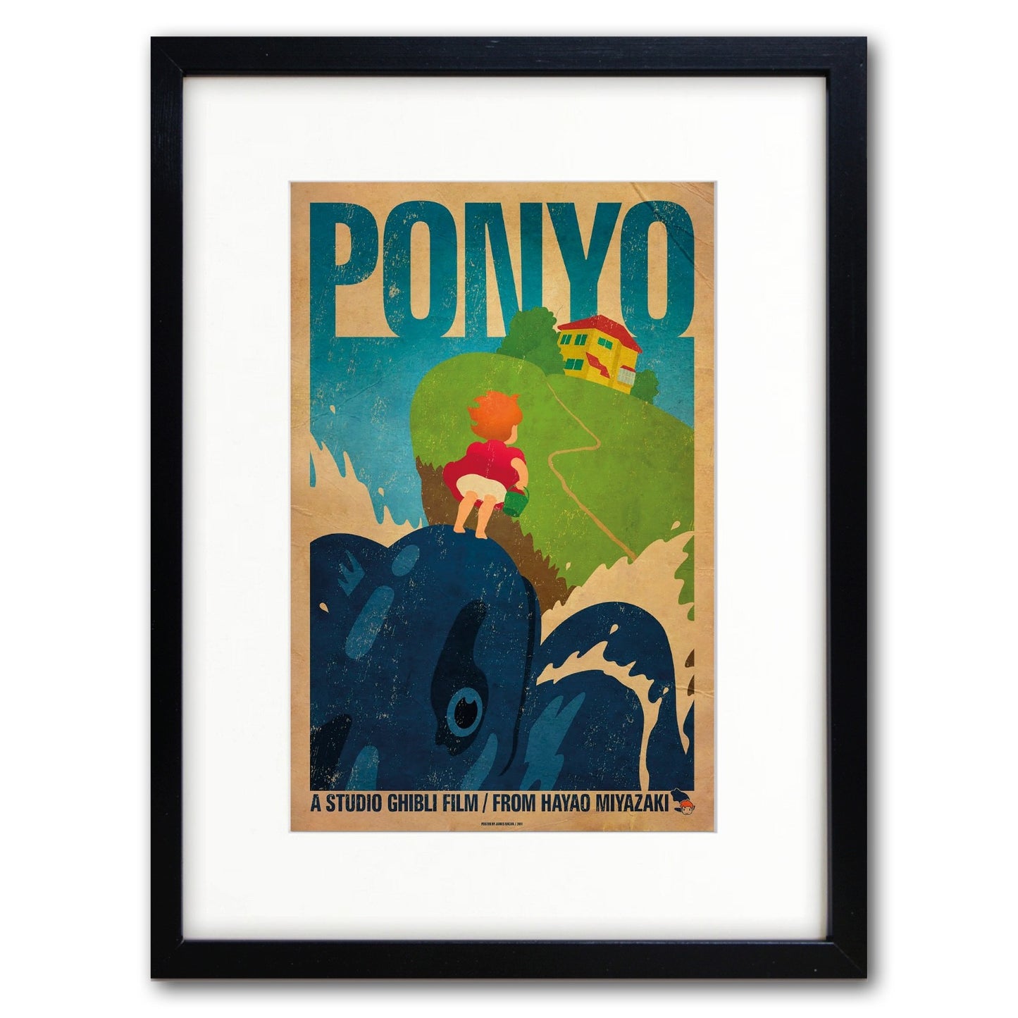 High gloss A3 Studio Ghibli Ponyo film poster art print by Bubbadoodoo on quality paper, featuring colorful Ponyo artwork.