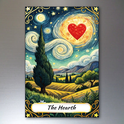 Set of 8 Van Gogh style Tarot card fridge magnets, featuring colorful artwork, designed for decorative kitchen or refrigerator display.