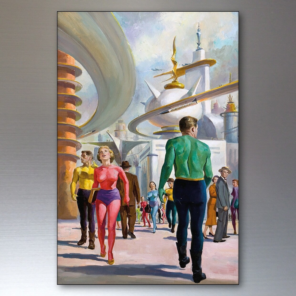 Set of 8 vintage retro sci-fi novel artwork fridge magnets featuring classic science fiction book covers by Bubbadoodoo.