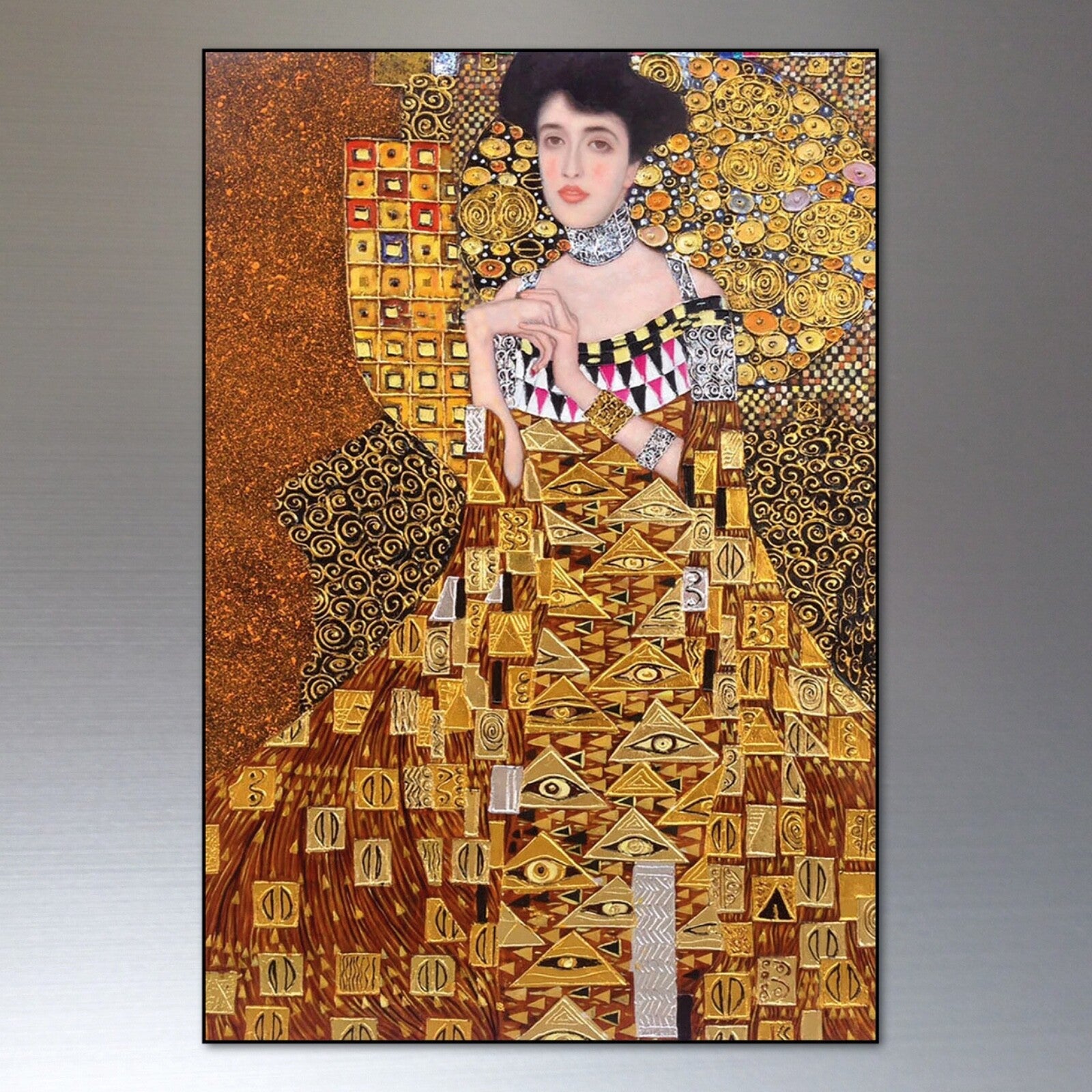 Set of 8 vintage Gustav Klimt fridge magnets featuring iconic artwork, perfect for decorating your refrigerator with art.