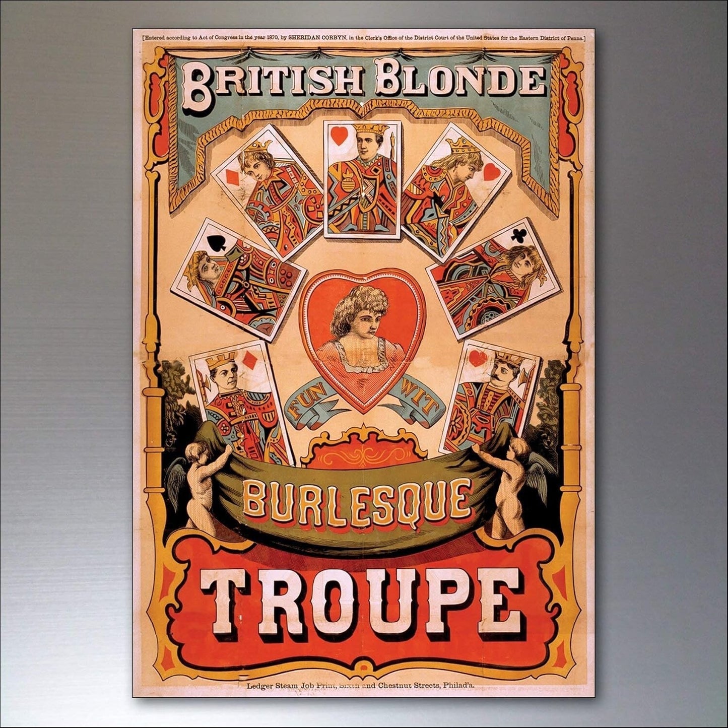 Set of 8 vintage circus and performance posters fridge magnets by Showman, featuring colorful retro circus and performance scenes.
