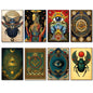 Set of 8 vintage mystic tarot zodiac fridge magnets featuring retro evil eye designs, perfect for decorative kitchen decor.