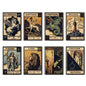 Set of 8 vintage tarot fridge magnets featuring retro tarot card designs, perfect for decorating your refrigerator.