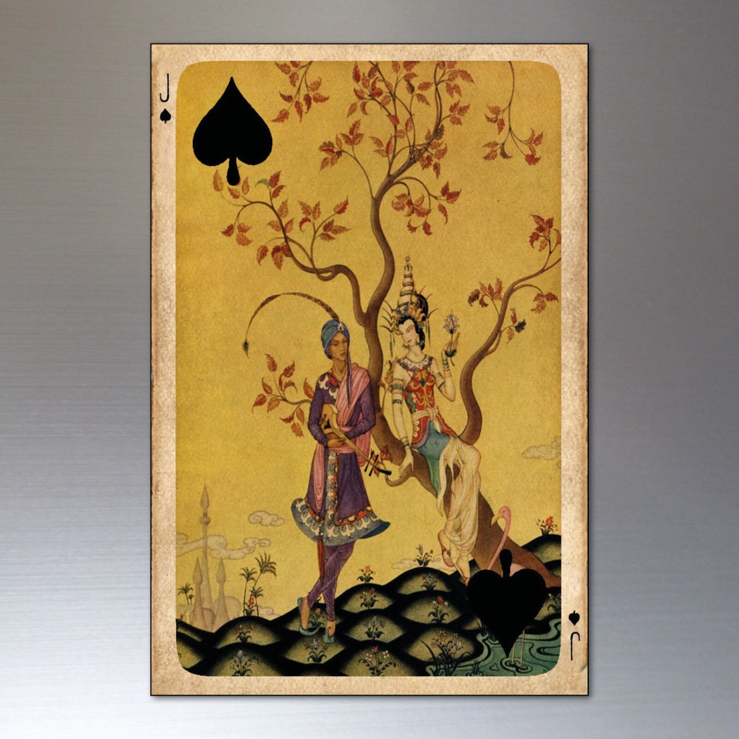 Set of 8 vintage Indian Tarot cards fridge magnets with retro design, ideal for kitchen decor and refrigerator decoration.