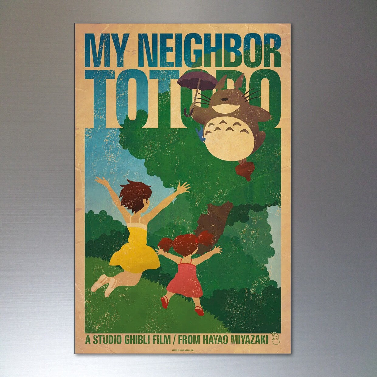 Set of 8 Japanese Studio Ghibli film posters featuring Hayao Miyazaki characters, designed as fridge magnets for fans and collectors.