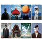 Set of 8 vintage fridge magnets featuring René Magritte surrealism paintings, collectible art magnets by Surralalist.