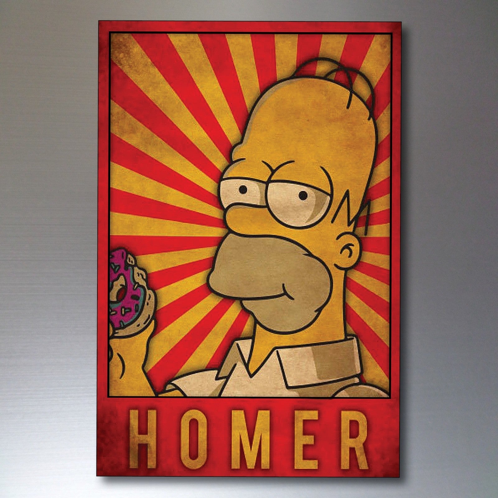 Set of 8 vintage Simpsons character fridge magnets featuring cartoon images of Homer, Marge, Bart, and other characters.