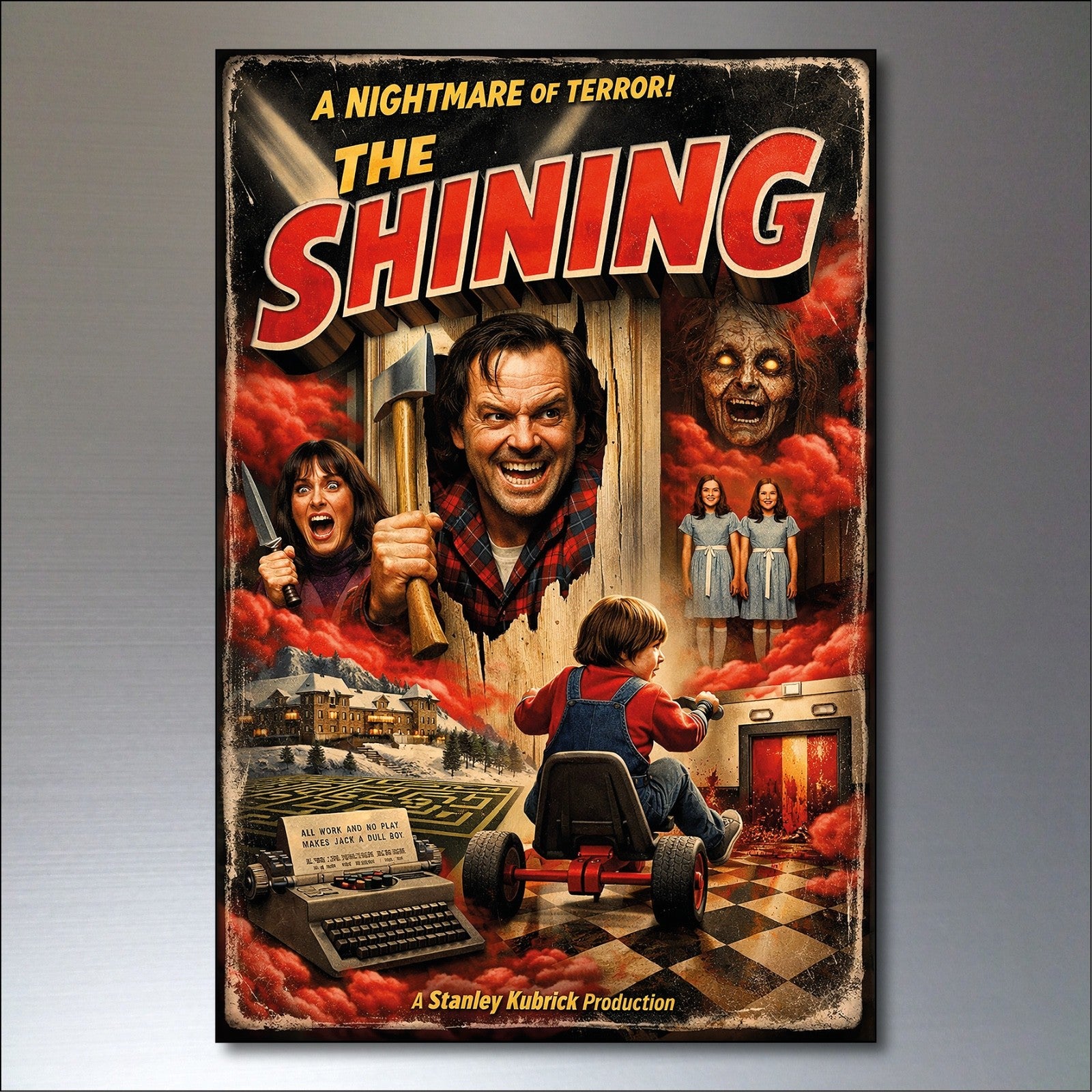 Set of 8 vintage classic film poster fridge magnets, large flexible magnets with retro movie designs, No.4.
