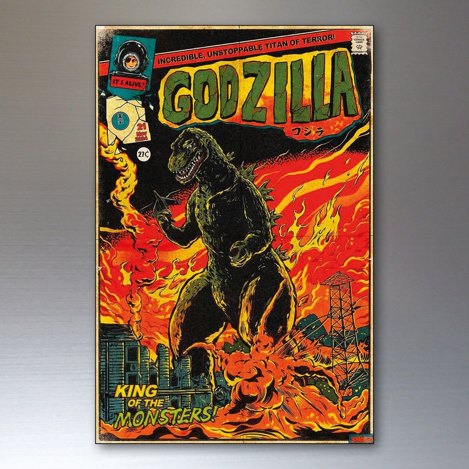 Set of 8 vintage Halloween horror comic cover fridge magnets featuring spooky, scary illustrations and retro design elements.