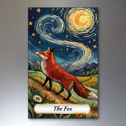 Set of 8 Van Gogh style Tarot card fridge magnets featuring artistic painted designs, ideal for decorating your refrigerator.