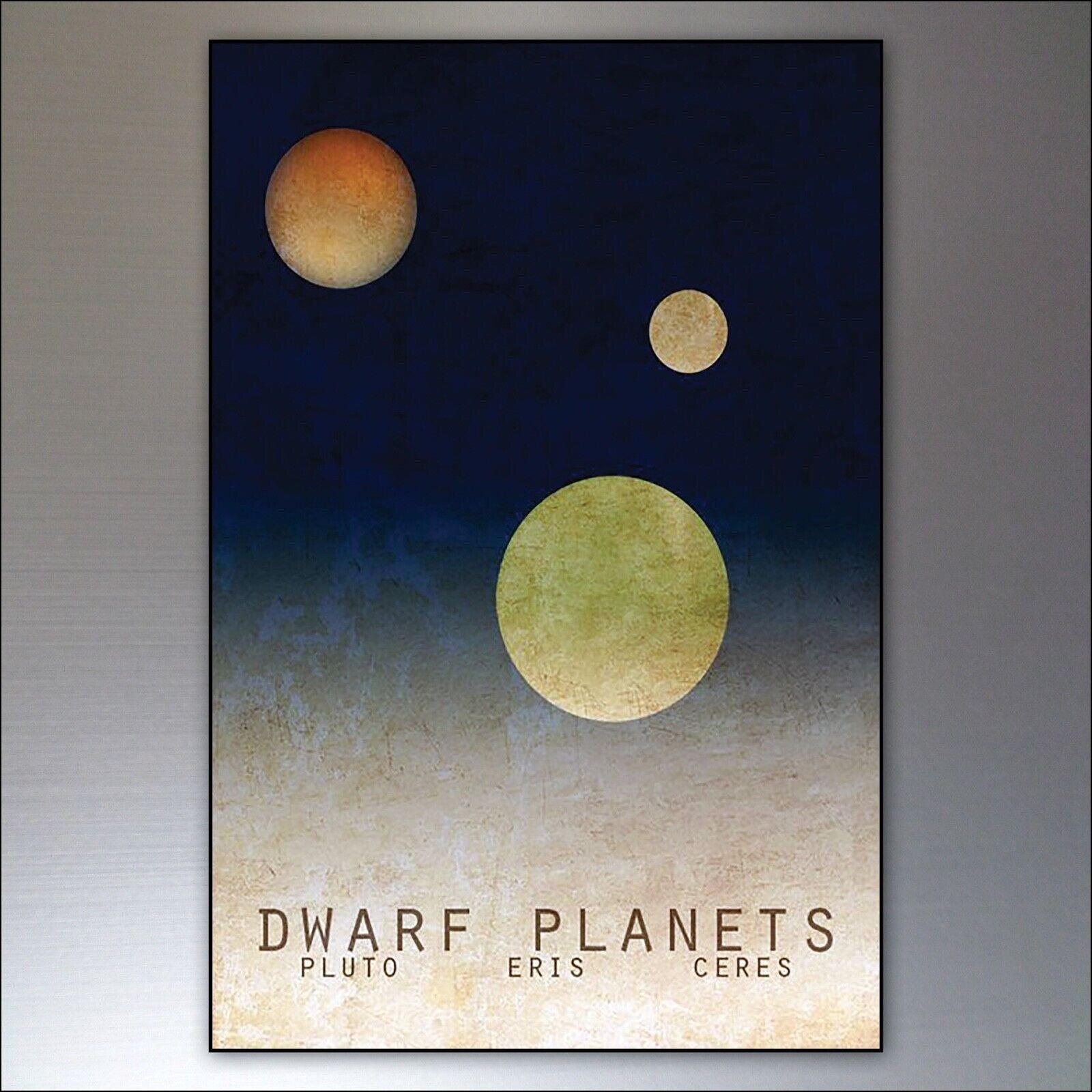 Set of 8 unbranded fridge magnets featuring astronomical space charts, stars, planets, and solar system illustrations.