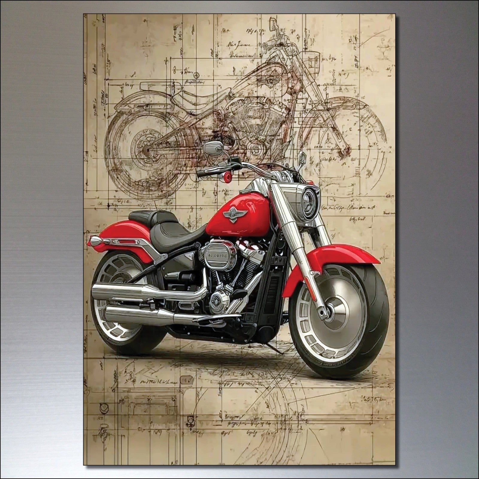 Set of 8 vintage motorbike sketch magnets, unbranded fridge magnets featuring detailed motorcycle illustrations.