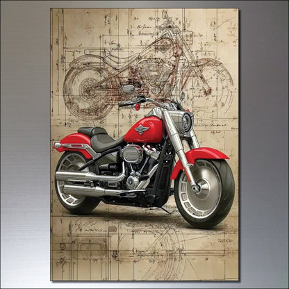 Set of 8 vintage motorbike sketch magnets, unbranded fridge magnets featuring detailed motorcycle illustrations.
