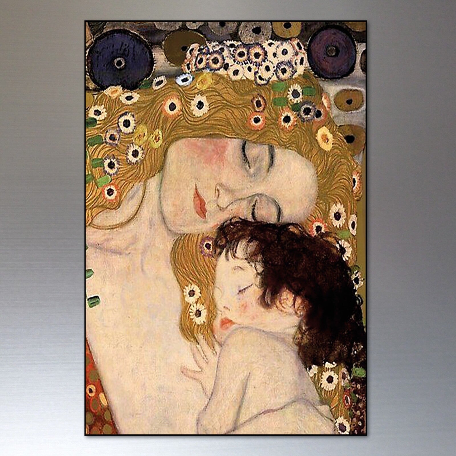 Set of 8 vintage Gustav Klimt fridge magnets featuring iconic art designs on colorful, decorative magnet surfaces.