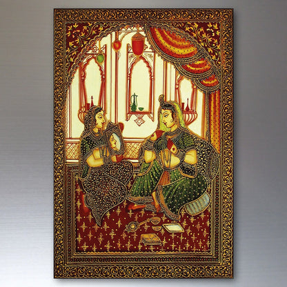 Set of 8 vintage Indian Mughal Pichwai art fridge magnets featuring traditional Indian designs and vibrant colors.