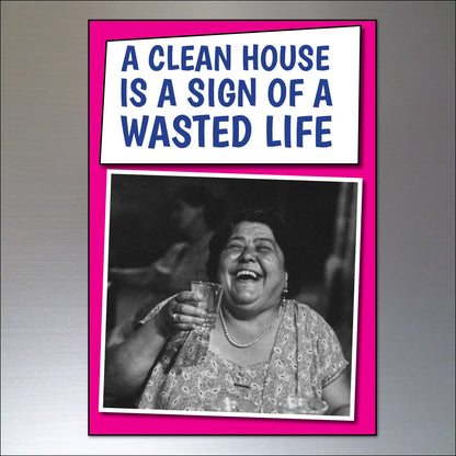 Set of 8 humorous and inspirational fridge magnets with funny quotes, unbranded, displayed on a refrigerator door.