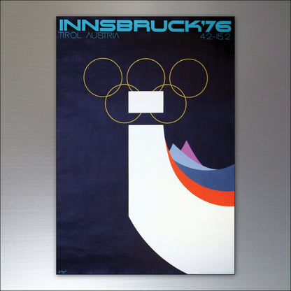 Set of 8 vintage Winter Olympics posters fridge magnets featuring Olympic-themed designs on colorful magnetic surfaces.