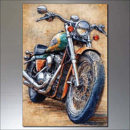 Set of 8 vintage motorbike sketch fridge magnets featuring classic motorcycle illustrations for decorative kitchen accessories.