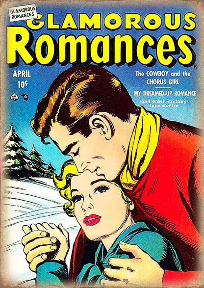 Set of 8 vintage comic cover fridge magnets featuring love-themed designs, perfect for decorating your refrigerator.