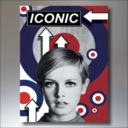Set of six Mods retro punk rocker vintage music themed fridge magnets featuring Mod scooter and pop culture designs.