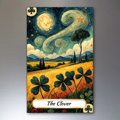 Set of 8 Van Gogh style Tarot card fridge magnets, featuring colorful, artistic designs of tarot images on magnetic surfaces.